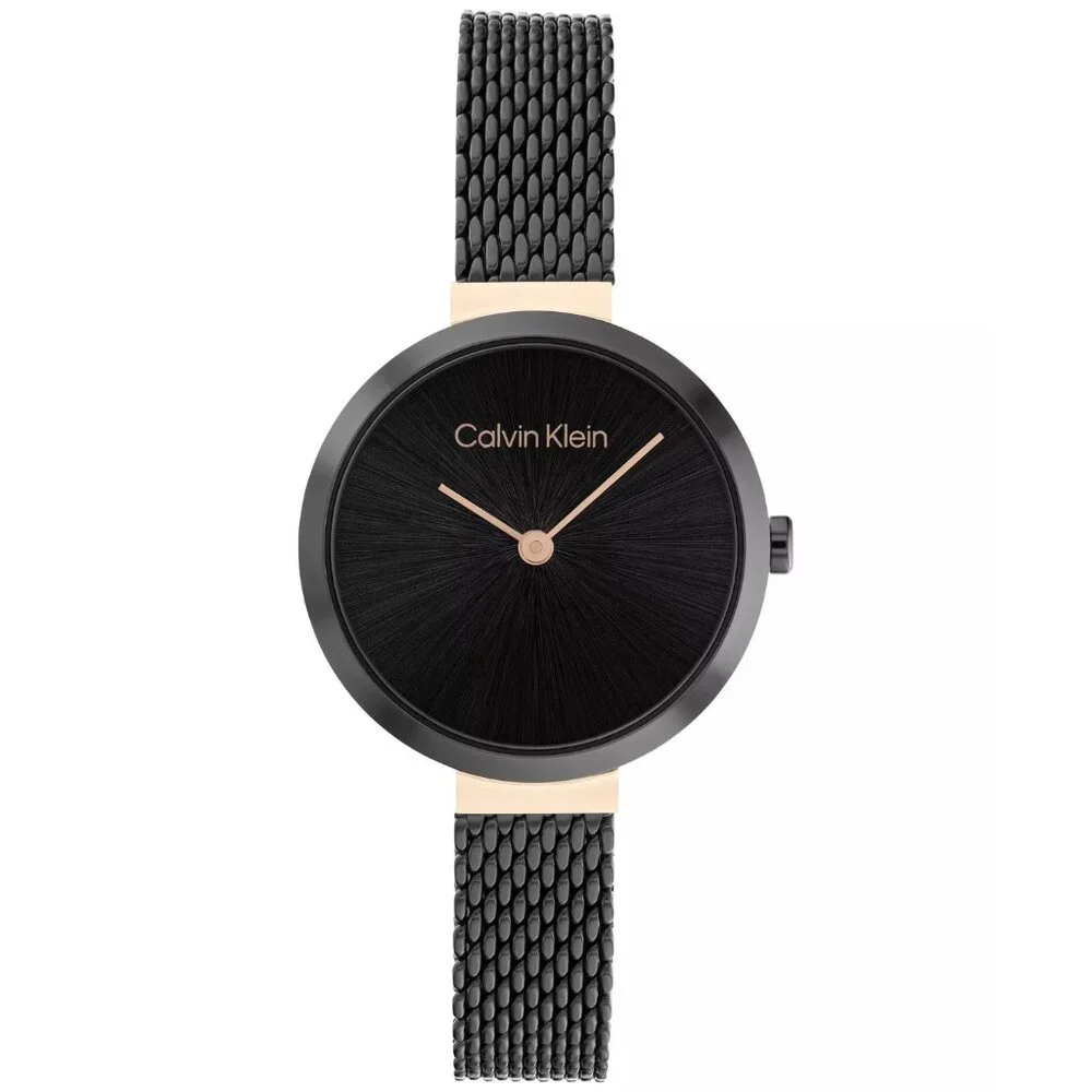 Calvin Klein Black Stainless Steel Mesh Bracelet Watch 28mm
